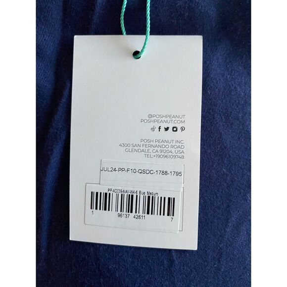 NWT Posh Peanut Navy Flannelette Luxe Pajama Set Women's Medium - Picture 10 of 11